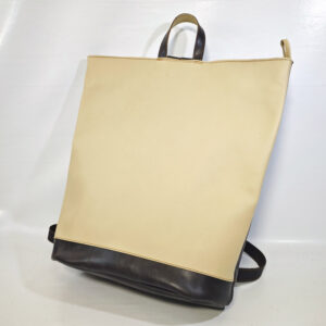 Mochila antirrobo de piel marrón/beige