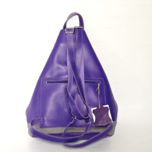 Mochila bolso antirrobo de piel violeta/gris