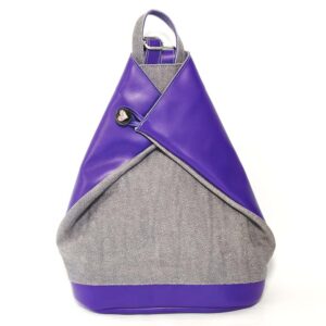 Mochila bolso antirrobo de piel violeta/gris