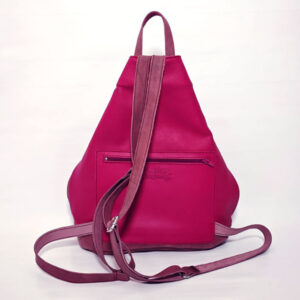 Mochila antirrobo de piel fucsia/rosa palo