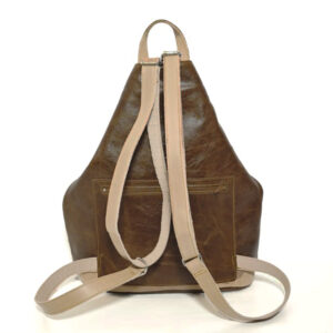 Mochila aantirrobo de piel marrón beige