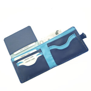 Cartera billetero de piel azul