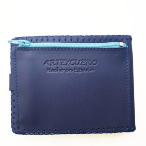 Cartera billetero de piel azul