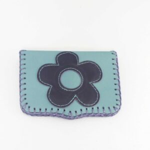 cartera de piel aguamarina