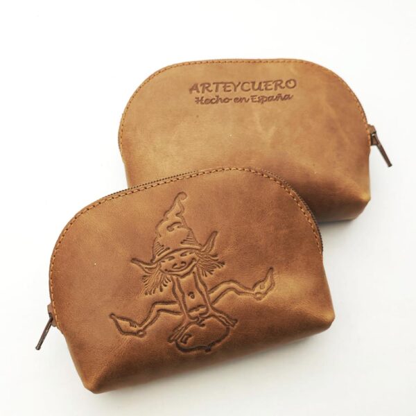 Monedero de piel camel