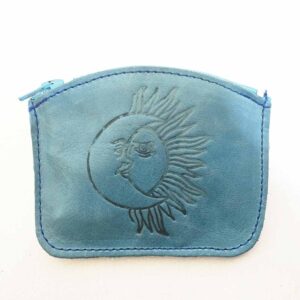 Monedero de piel turquesa