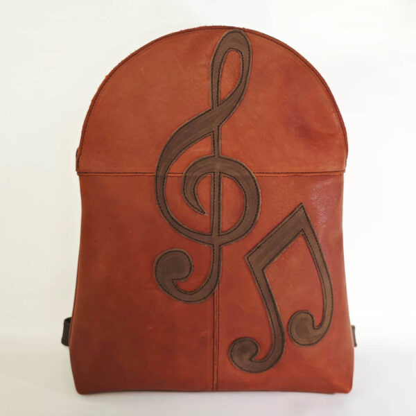 Mochila de piel teja