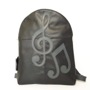 Mochila de piel gris oscuro