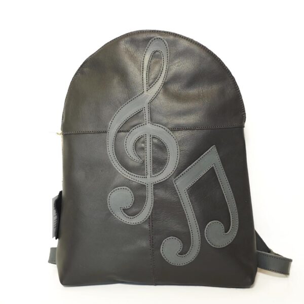 Mochila de piel gris oscuro