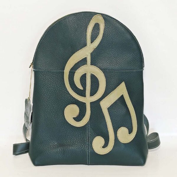 Mochila de piel verde botella