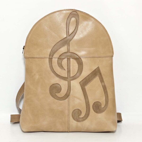 Mochila de piel beige