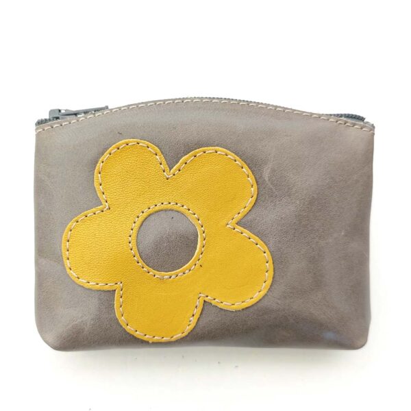 Monedero de piel gris