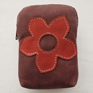 Pitillera de piel granate