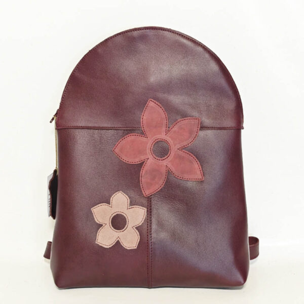 Mochila de piel granate