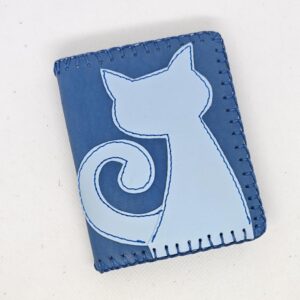 Cartera billetero de piel azul