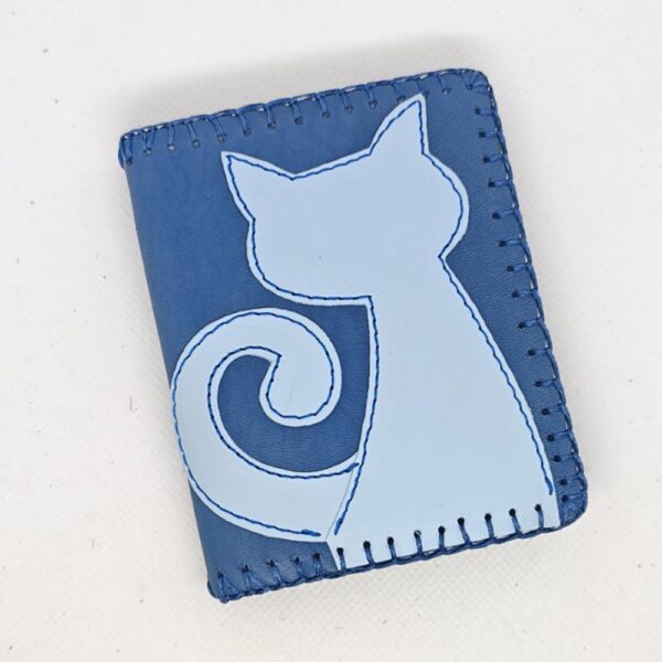 Cartera billetero de piel azul