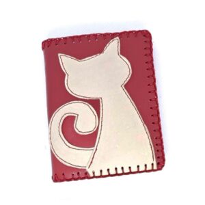 Cartera billetero de piel roja