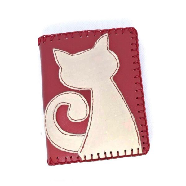 Cartera billetero de piel roja