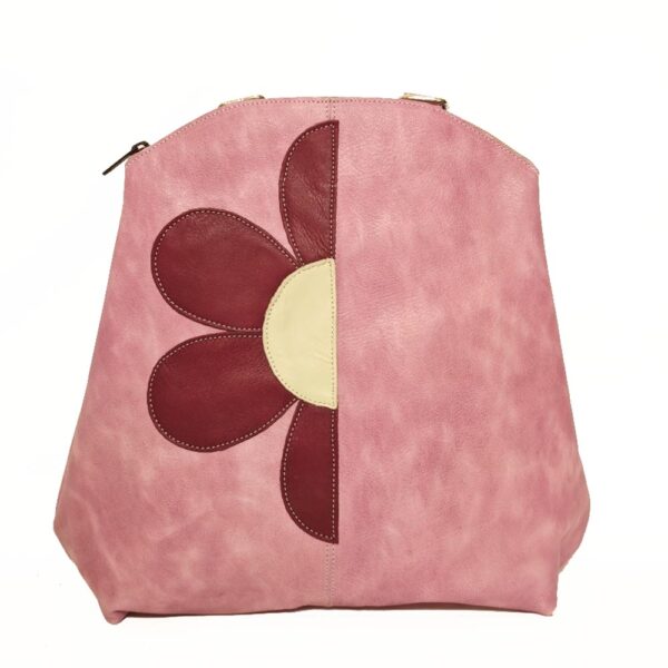 Mochila de piel rosa