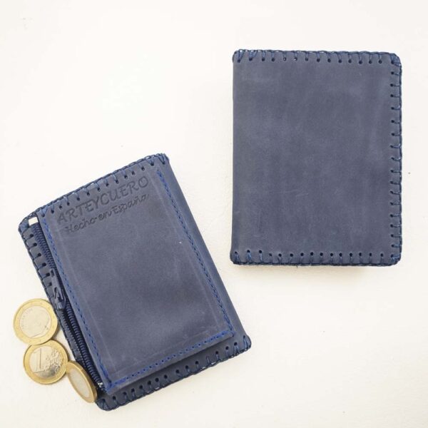 Cartera billetero azul de piel