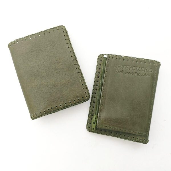 Cartera billetero de piel verde