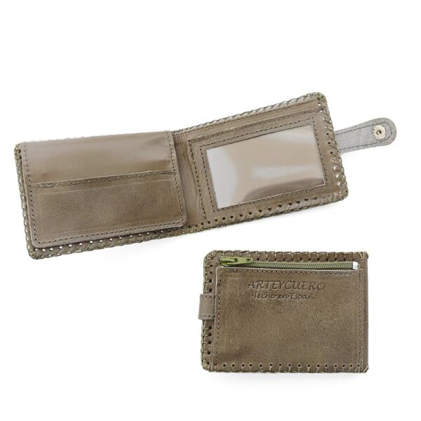 Cartera billetera pequeña de piel verde