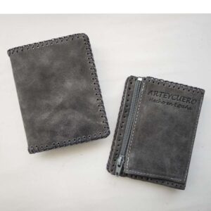 Cartera billetero de piel gris