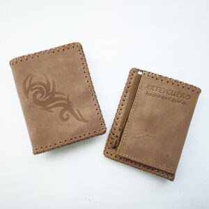 Cartera billetero de piel camel