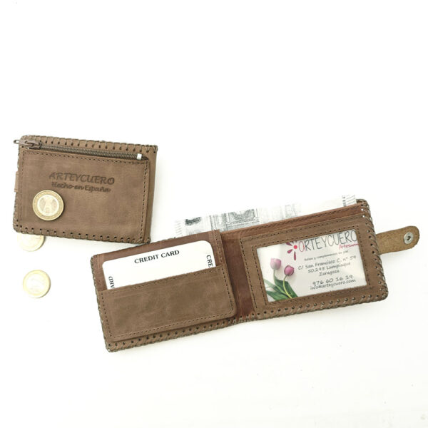 Billetero de piel camel