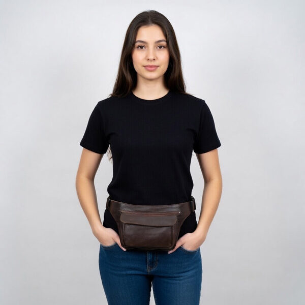 Tienda online de artículos hechos a mano en cuero y piel. Artesanos del cuero. Riñonera de cuero unisex BR image 3 Riñonera de piel