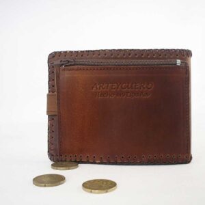 Billetero de piel marrón tabaco