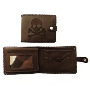 Billetero de piel marrón oscuro