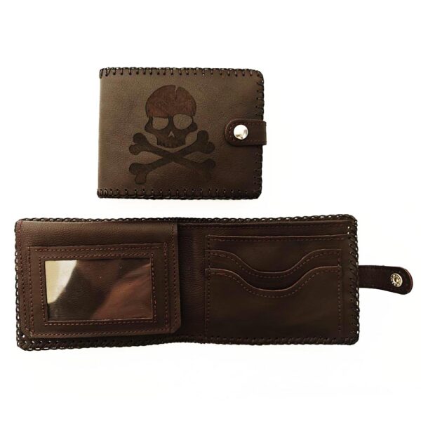 Billetero de piel marrón oscuro