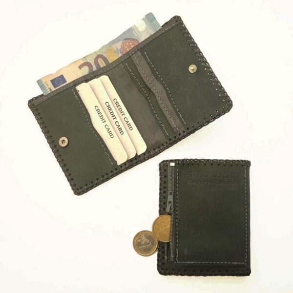 Cartera billetero de piel gris