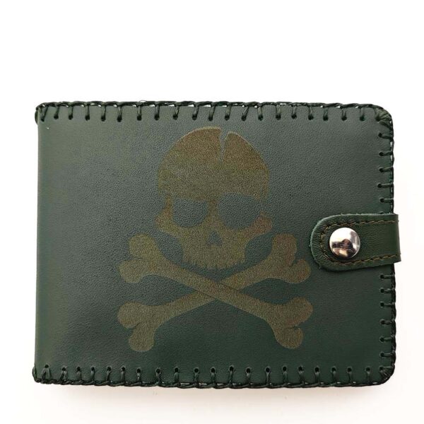 Cartera billetero de piel verde