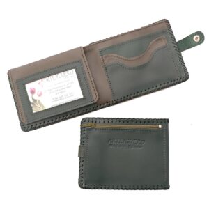 Cartera billetero de piel verde
