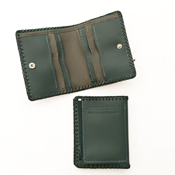 Cartera billetero de piel verde