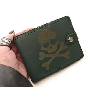 Cartera billetero de piel verde