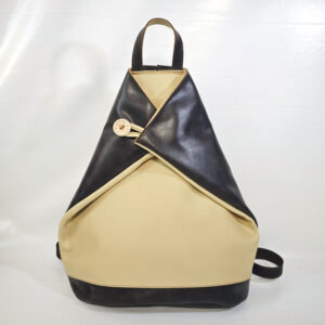 Mochila antirrobo de piel marrón/beige