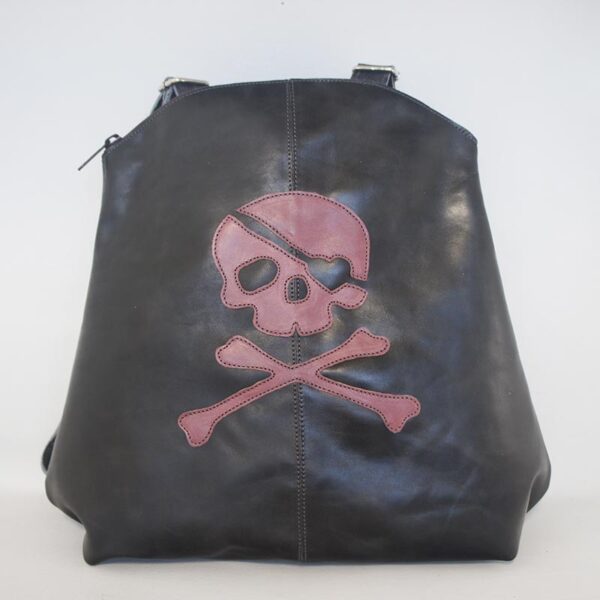 Mochila de piel gris