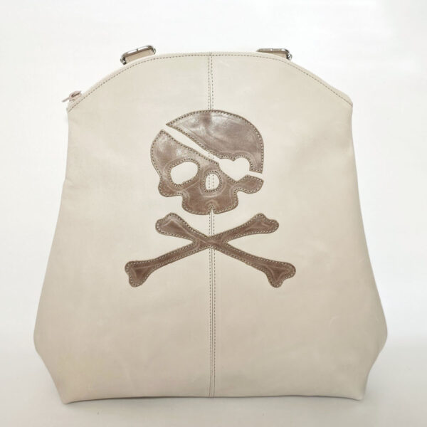 Mochila de cuero blanco roto