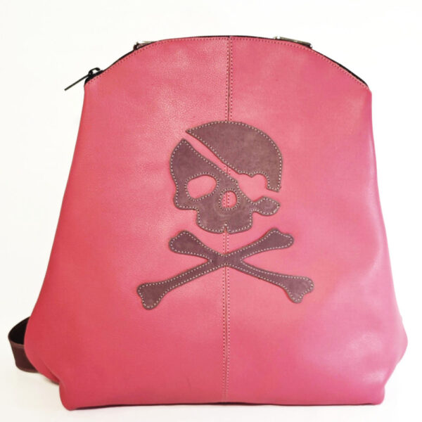 Mochila rosa de piel