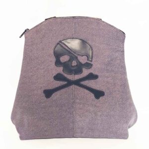 Mochila de piel gris