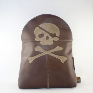mochila piel marrón calavera