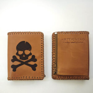 Cartera billetero de piel camel