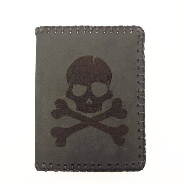 Cartera billetero de piel gris