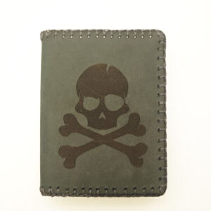 Cartera billetero de piel gris