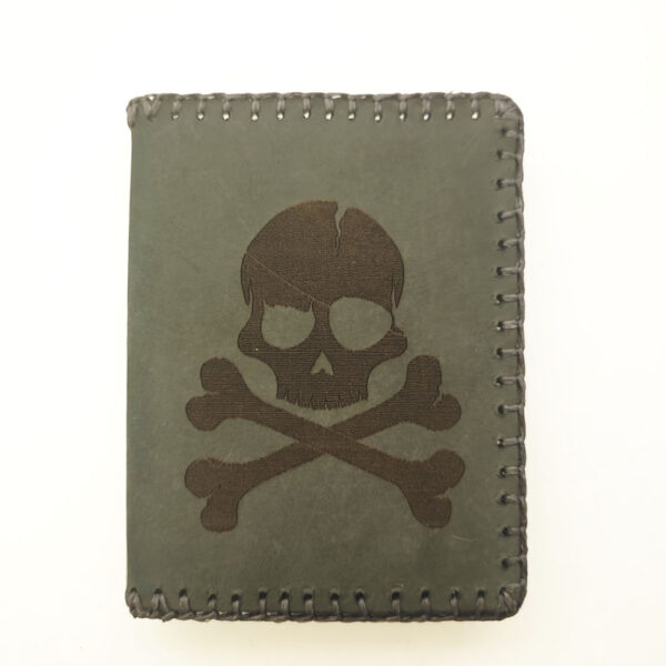 Cartera billetero de piel gris