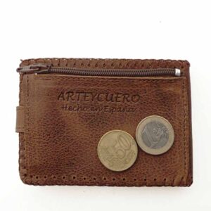 Cartera billetero de piel marrón tabaco