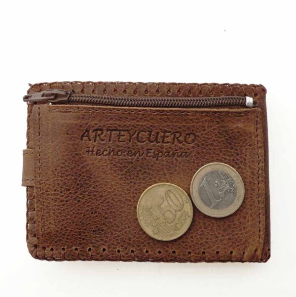 Cartera billetero de piel marrón tabaco